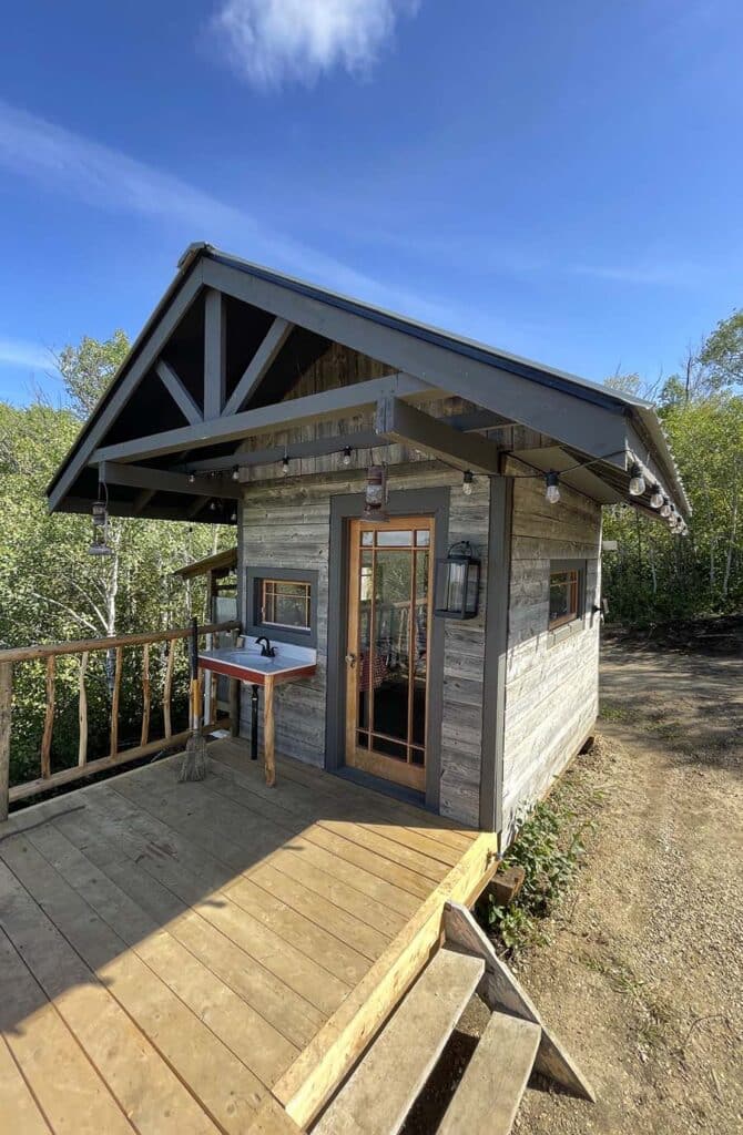 Riverview Cabin with its deck, tucked into the river hills