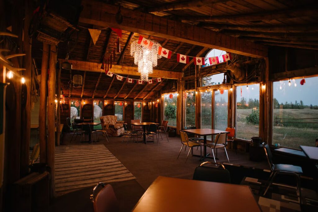 A weathered brown wooden barn
