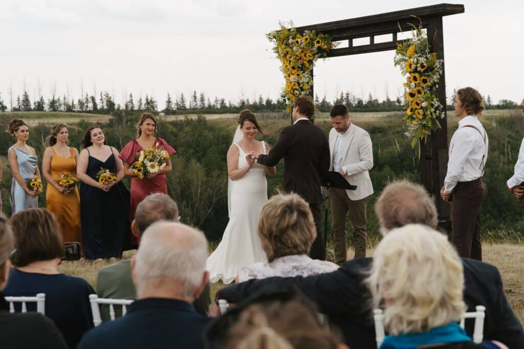 The tent reception at Blue Sky Ranch, tables set with flowers and lights